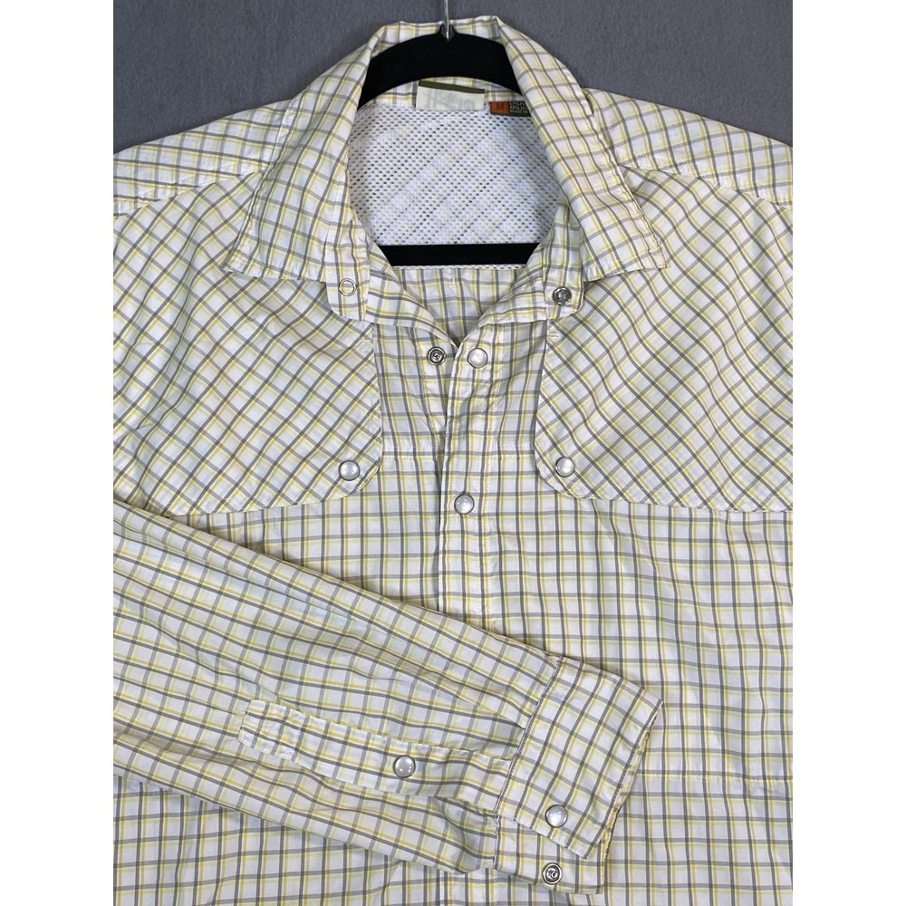 Howler Bros Fishing Hiking Shirt Pearl Snap Western Vented Mens M Plaid Gray Ylw